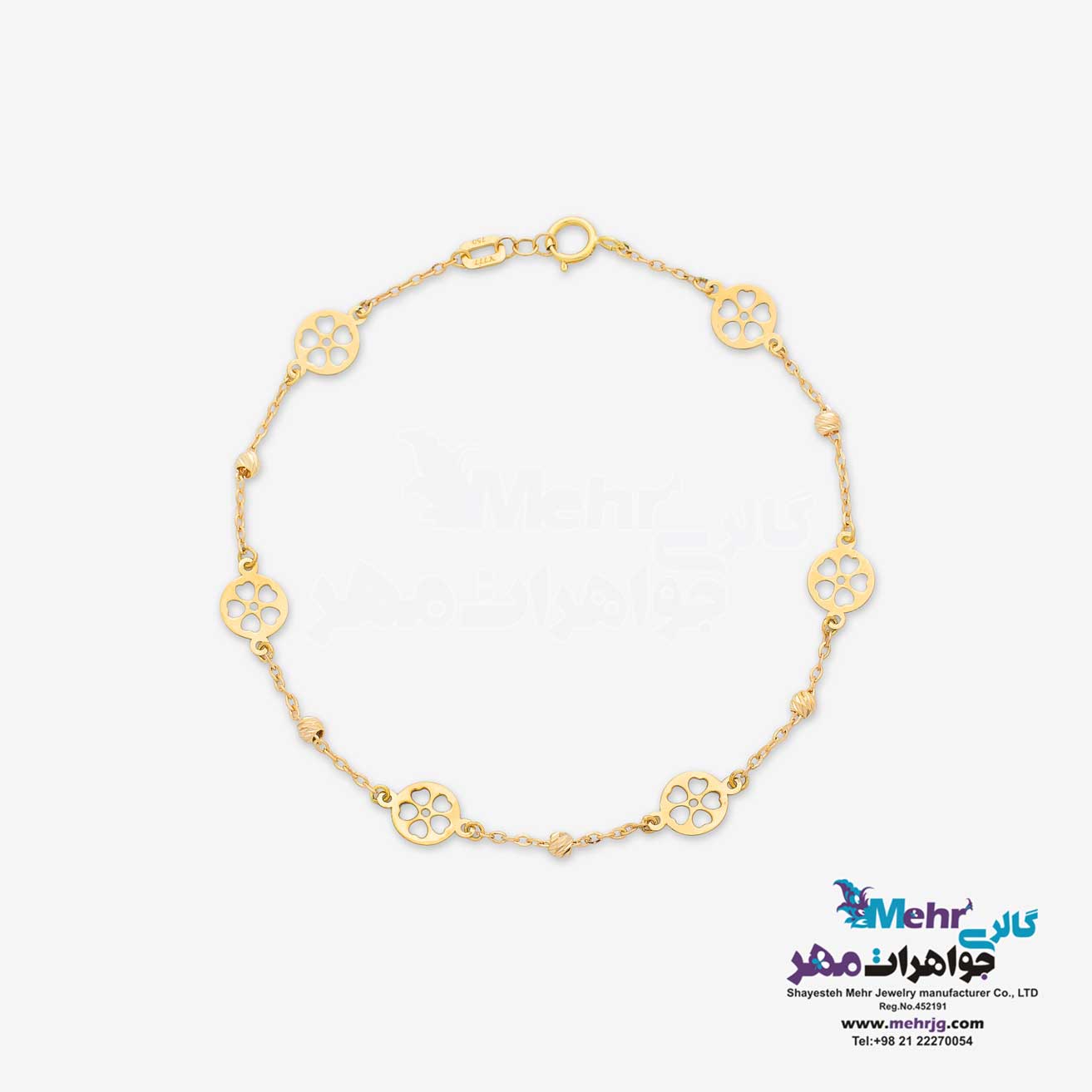 دستبند طلا - طرح گل