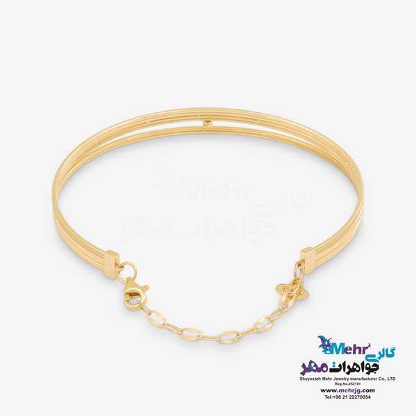 دستبند النگویی طلا - طرح خطوط موازی