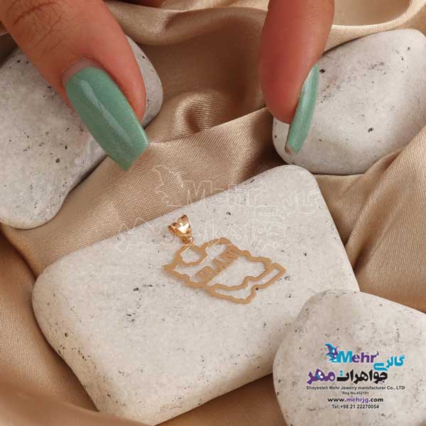 آویز طلا - طرح نقشه ی ایران
