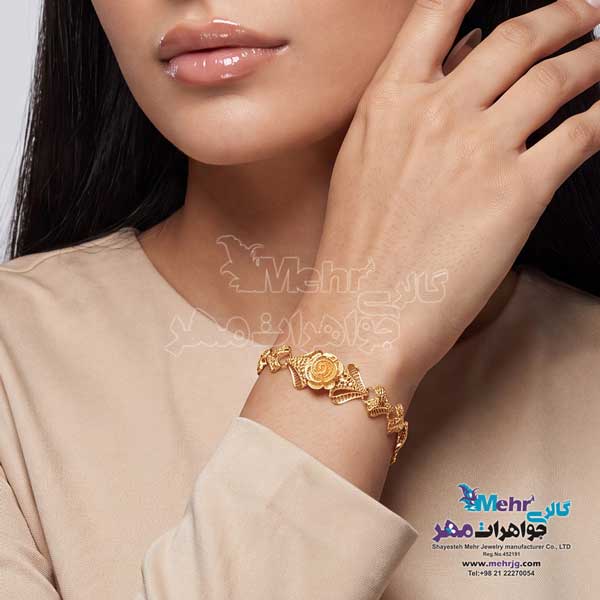 دستبند طلا - طرح گل