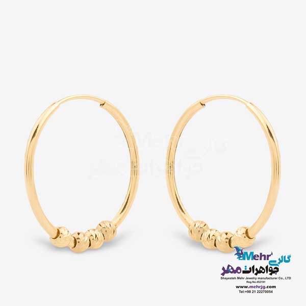 گوشواره حلقه ای طلا - طرح گوی تراش