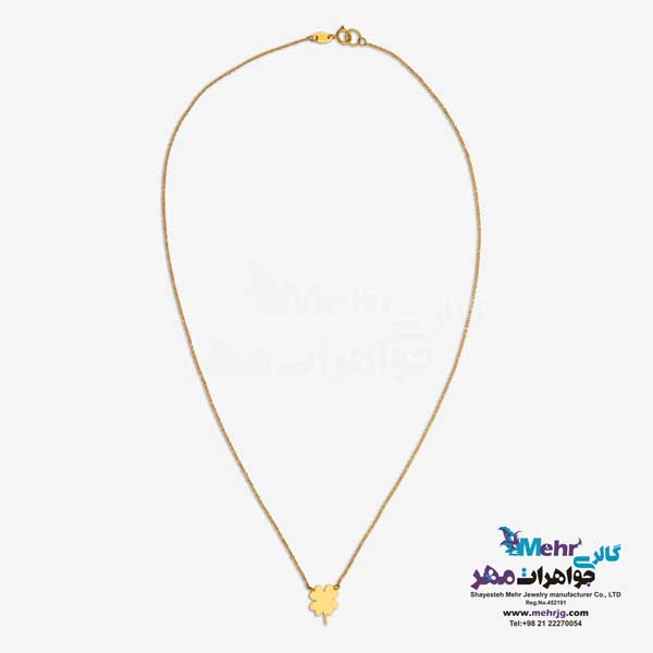 گردنبند طلا دست اول کم اجرت  - طرح شبدر چهار پر