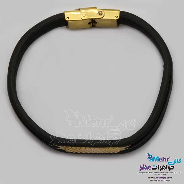 دستبند طلا و چرم - طرح رولکس