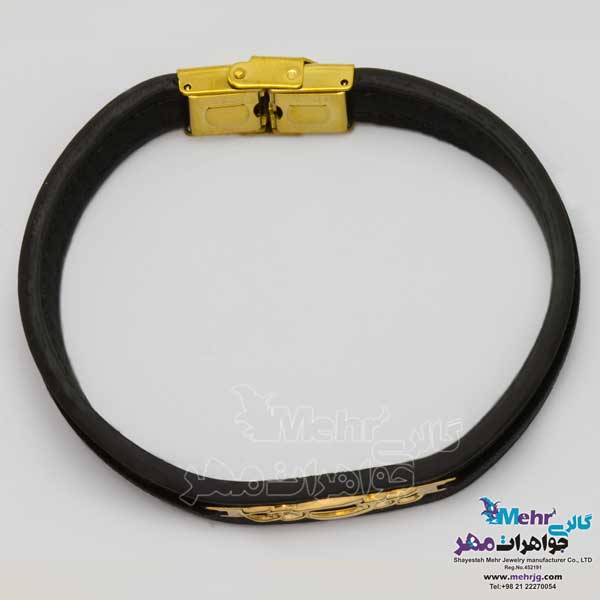 دستبند طلا و چرم - طرح کارتیه