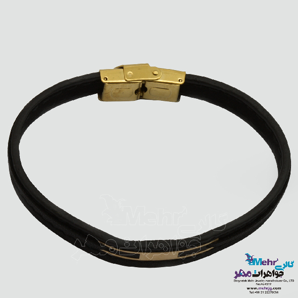 دستبند طلا چرم - طرح هندسی