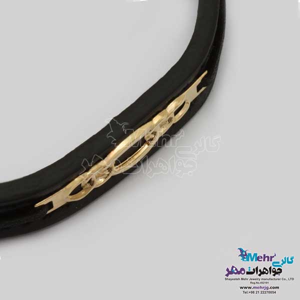 دستبند طلا و چرم - طرح کارتیه