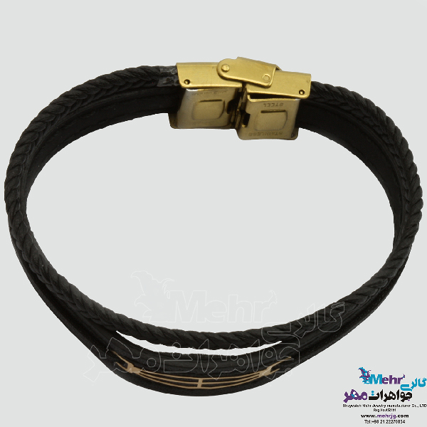 دستبند طلا چرم - طرح هندسی