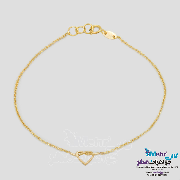 دستبند طلا - طرح قلب گره