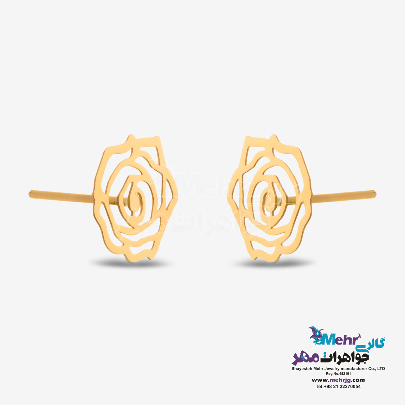 گوشواره طلا - طرح گل رز