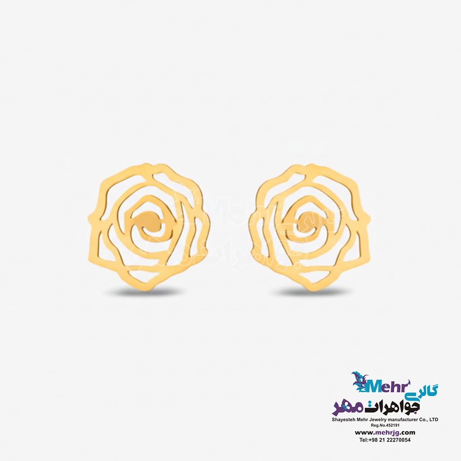 گوشواره طلا - طرح گل رز