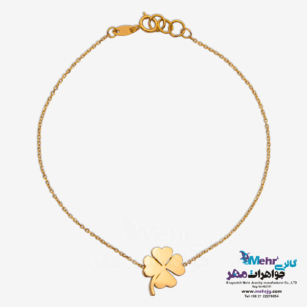 دستبند طلا - مدل شبدر چهار پر