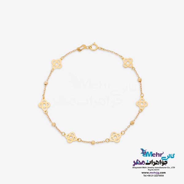 دستبند طلا - طرح گل