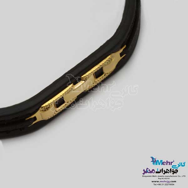 دستبند طلا و چرم - طرح تیفانی