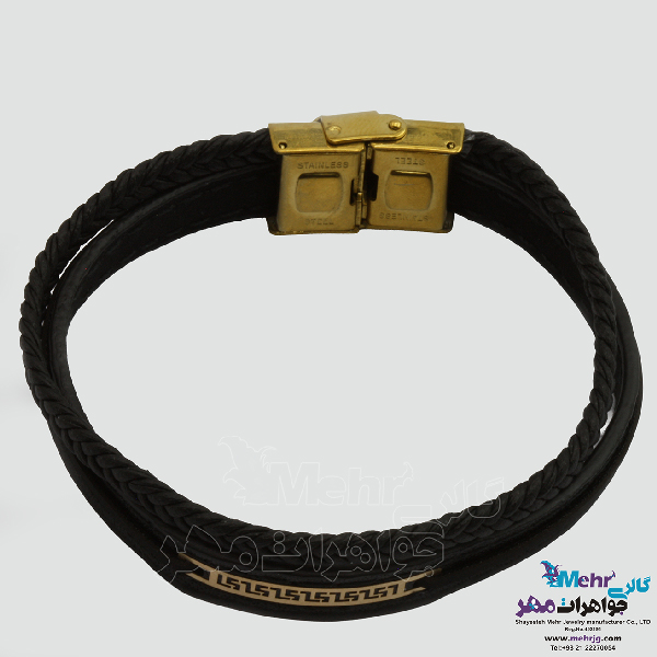 دستبند طلا و چرم - طرح ورساچه