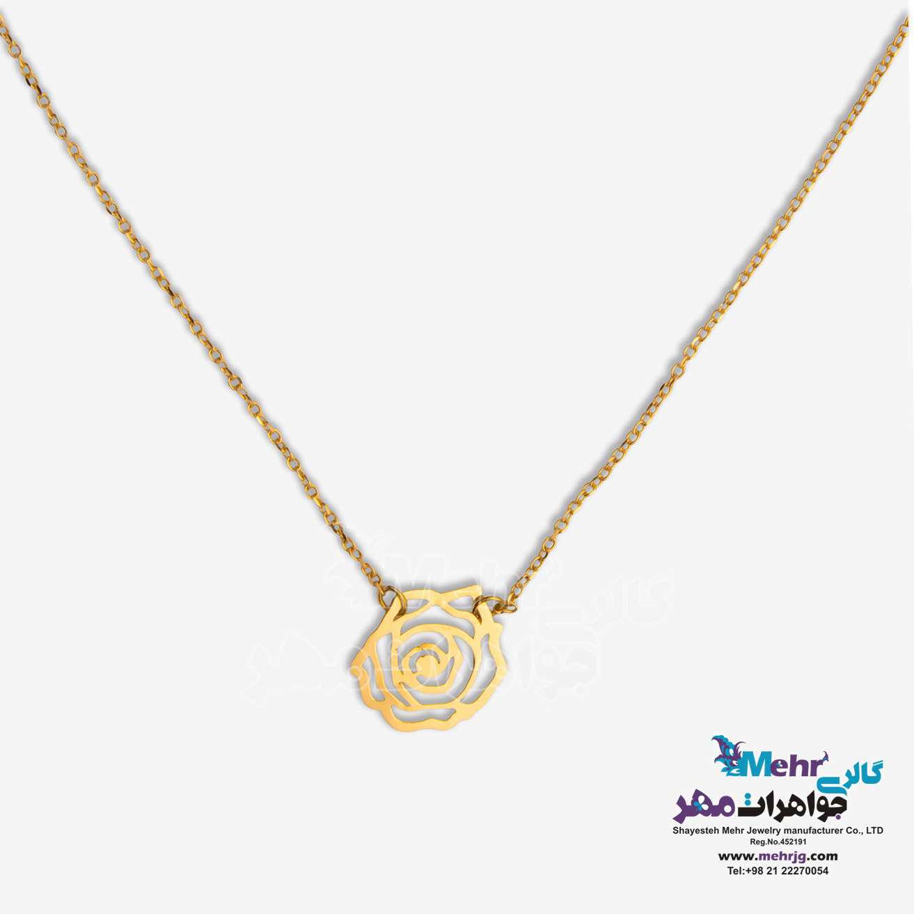 گردنبند طلا - طرح گل رز