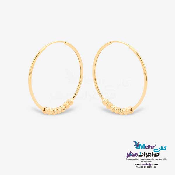 گوشواره حلقه ای طلا - طرح گوی تراش
