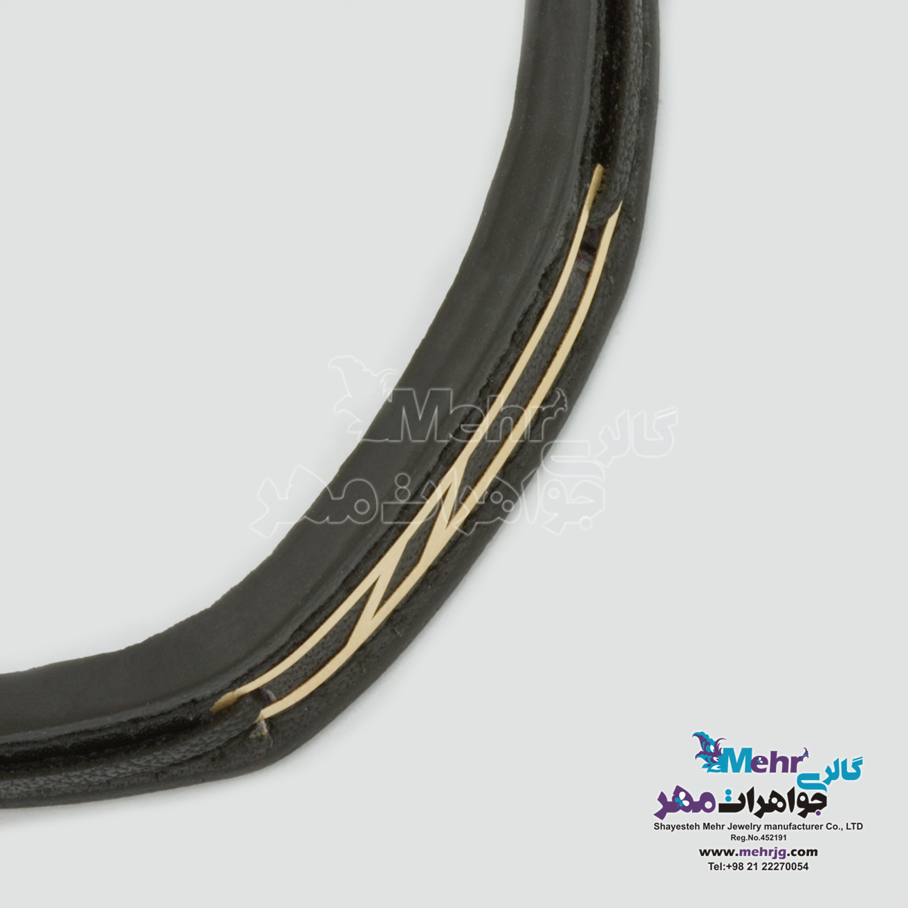 دستبند طلا و چرم - طرح هندسی