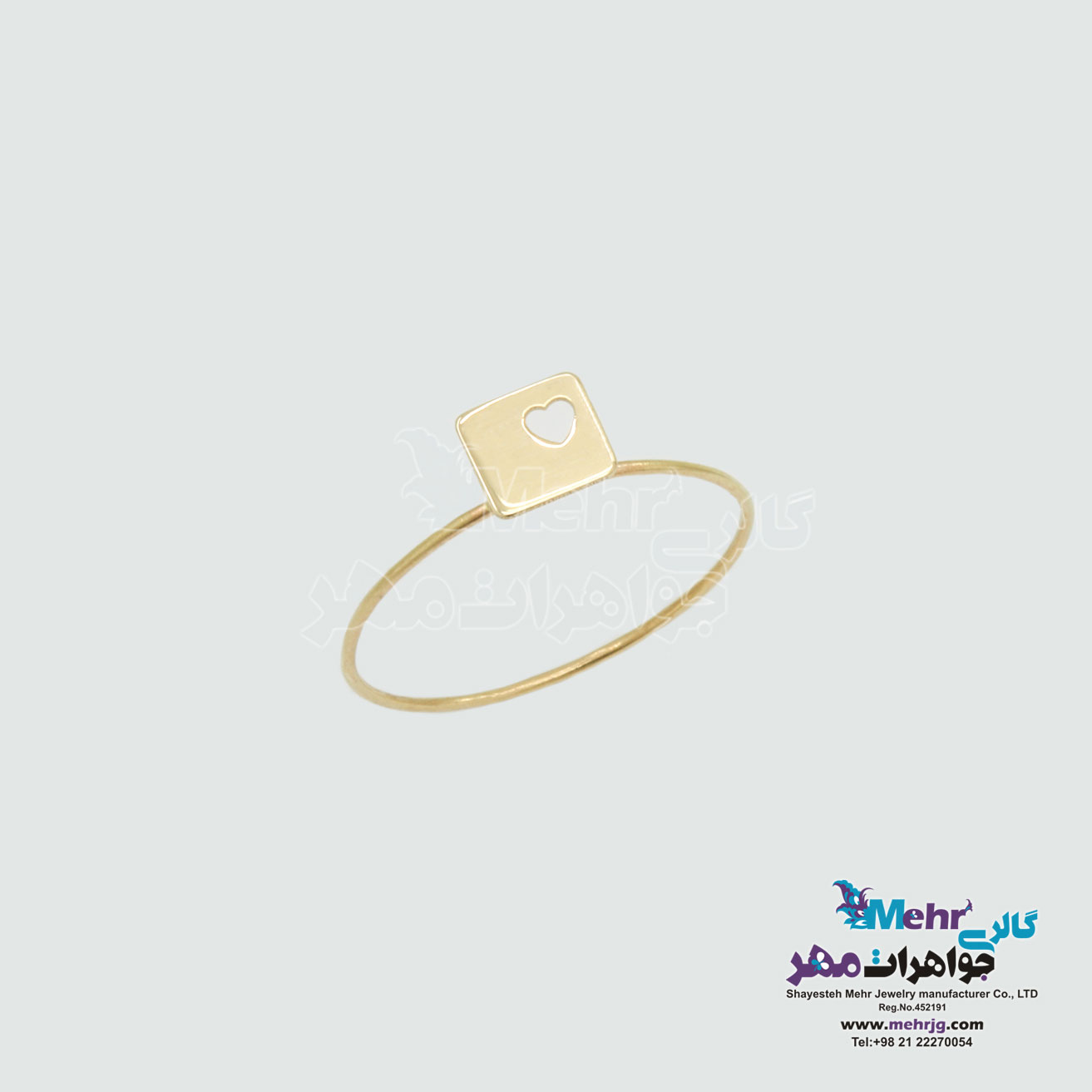 انگشتر طلا - طرح مربع و قلب