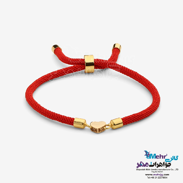 دستبند طلا و بافت - طرح قلب