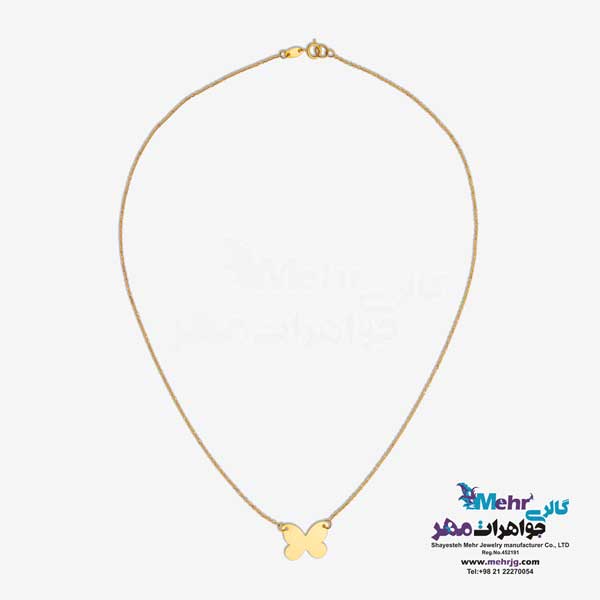 گردنبند طلا دست اول کم اجرت - طرح پروانه