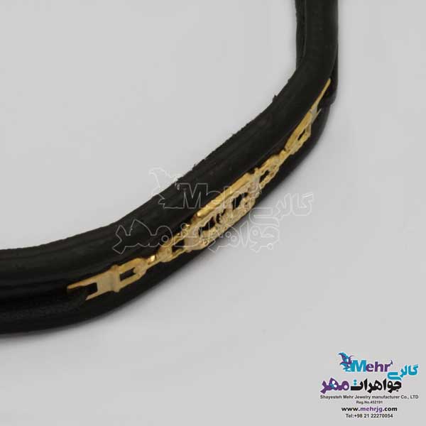 دستبند طلا و چرم - طرح شنل