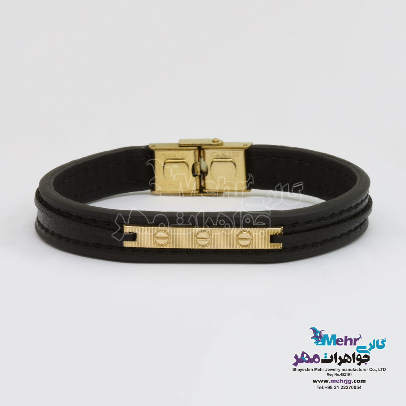 دستبند طلا و چرم - طرح کارتیه لاو