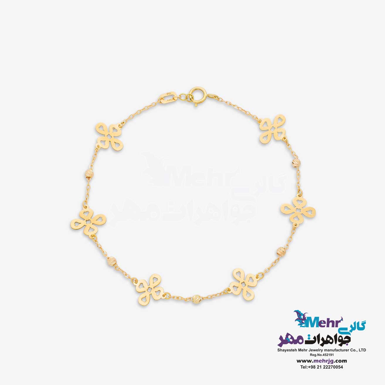دستبند طلا - طرح گل