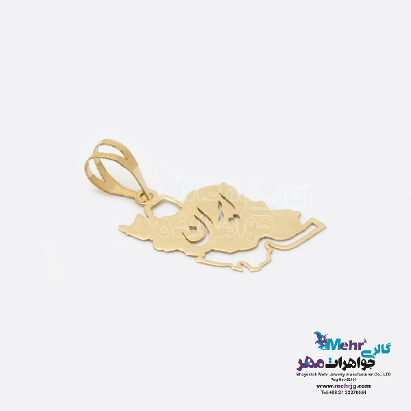 آویز طلا - طرح نقشه ی ایران