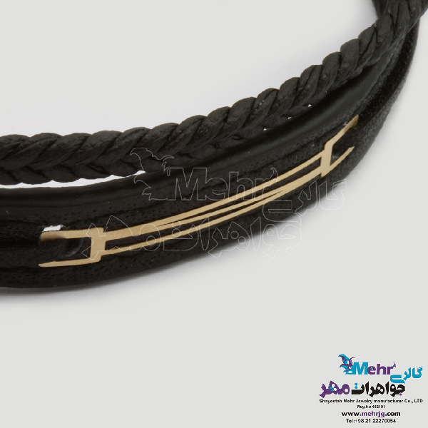 دستبند طلا چرم - طرح هندسی