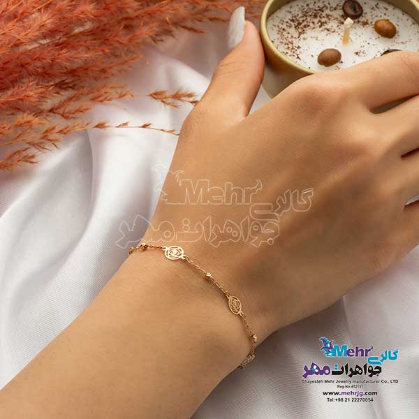 دستبند طلا - طرح گل