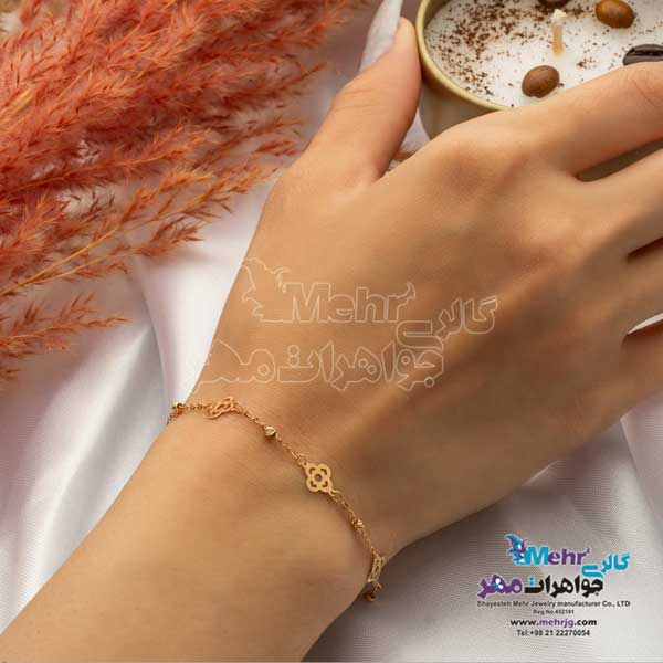 دستبند طلا - طرح گل