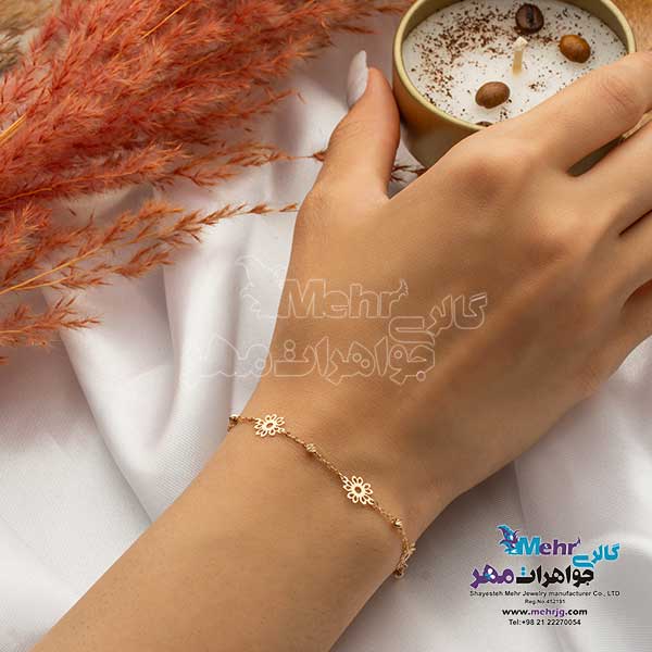 دستبند طلا - طرح گل