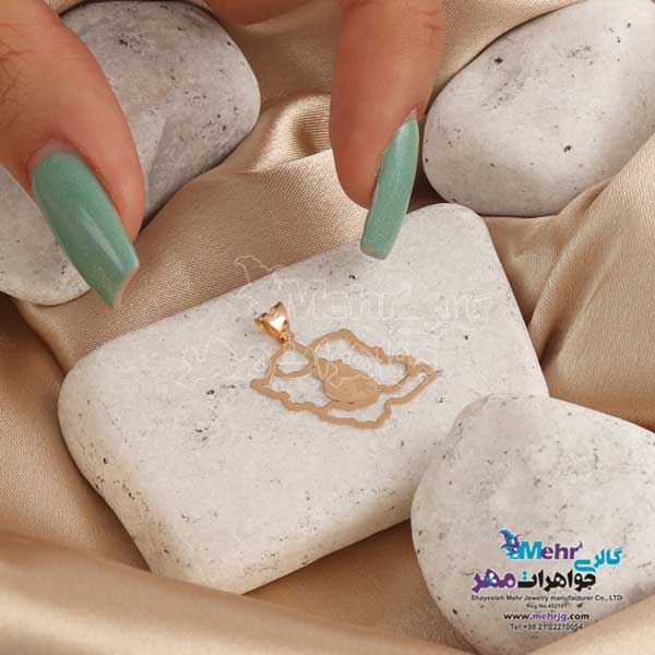 آویز طلا - طرح نقشه ی ایران