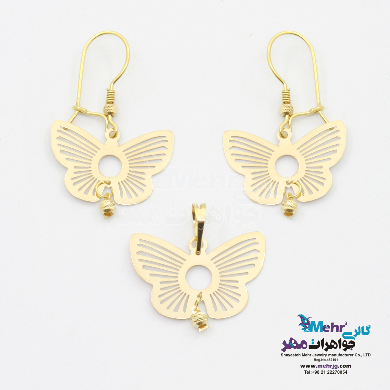 نیم ست طلا - طرح پروانه