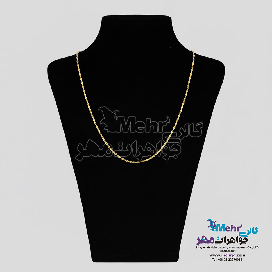 زتجیر طلا - طرح سنگاپوری (دیسکو) طول ۴۵ سانتی‌متر