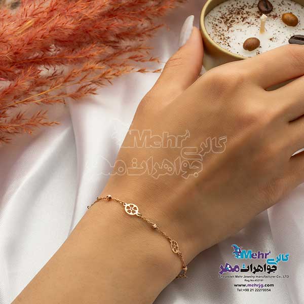 دستبند طلا - طرح گل