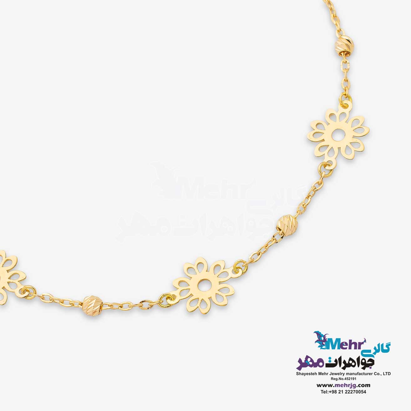 دستبند طلا - طرح گل
