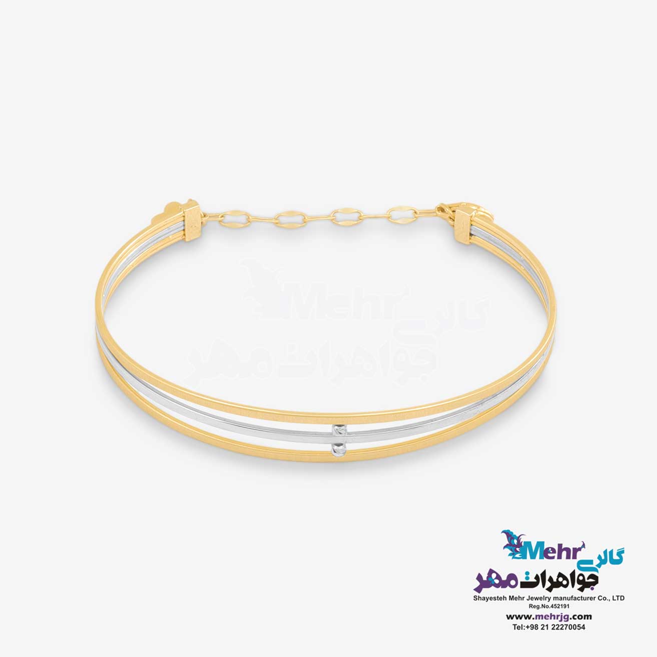 دستبند النگویی طلا - طرح خطوط موازی