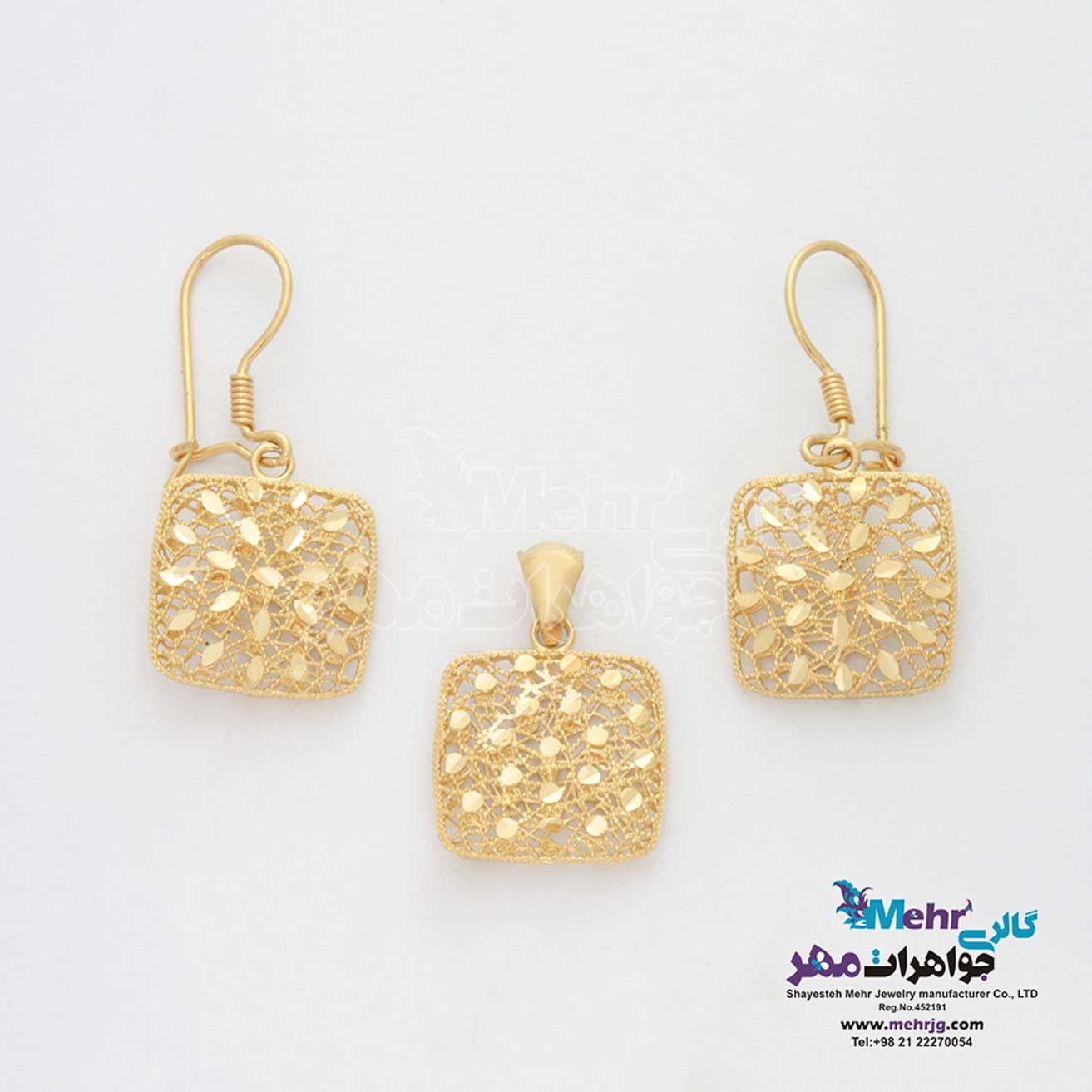 نیم ست طلا - طرح مربع