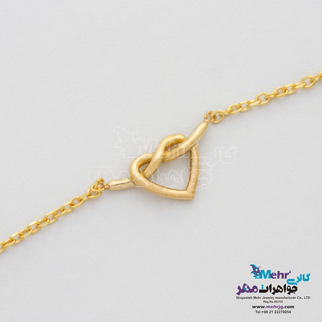 دستبند طلا - طرح قلب گره