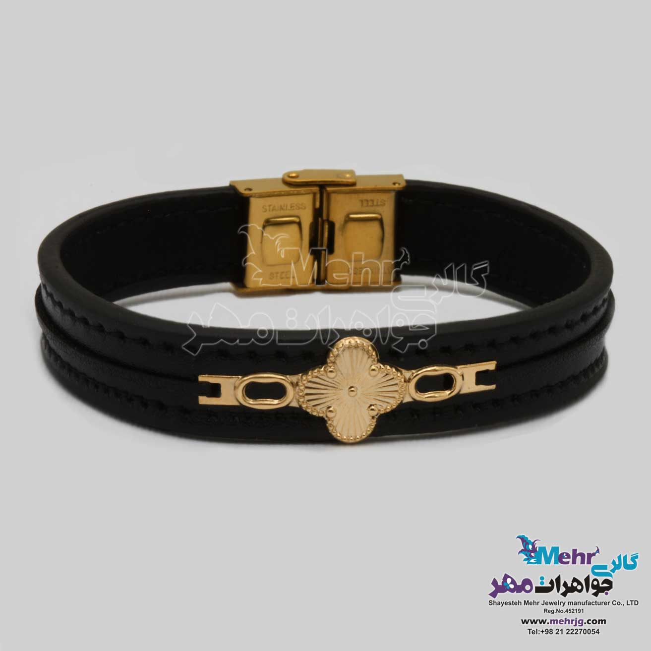 دستبند طلا و چرم - طرح ونکلیف