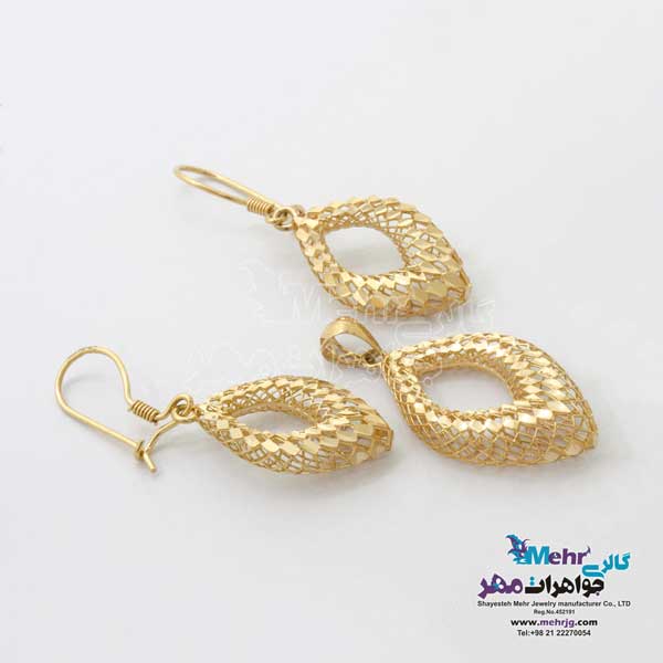 نیم ست طلا -طرح لوزی