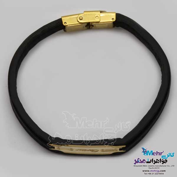 دستبند طلا و چرم - طرح کارتیه
