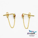 گوشواره طلا - طرح سنگ قرمز