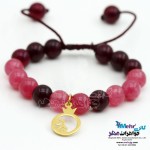 دستبند طلا و سنگ - طرح انار