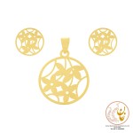 نیم ست طلا - آویز و گوشواره - طرح گل سرو تاک