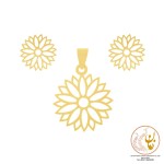 نیم ست طلا - آویز و گوشواره - طرح گل