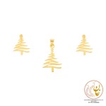 نیم ست طلا - آویز و گوشواره - طرح درخت کاج