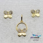 نیم ست طلا - آویز و گوشواره - طرح پروانه