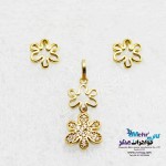 نیم ست طلا - آویز و گوشواره - طرح گل 6پر